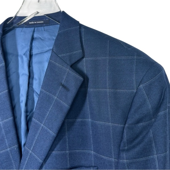 CREMIEUX Loro Piano 44L Blue Wool Windowpane 2 Button Sports Coat Jacket - Picture 3 of 9